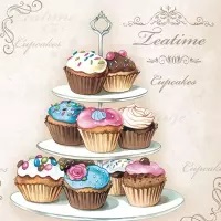 0Servilleta decoupage Cupcakes & Etagere