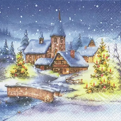 0Servilleta decoupage Christmas Village