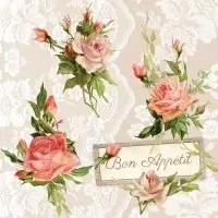 Servilleta decoupage Roses on lace